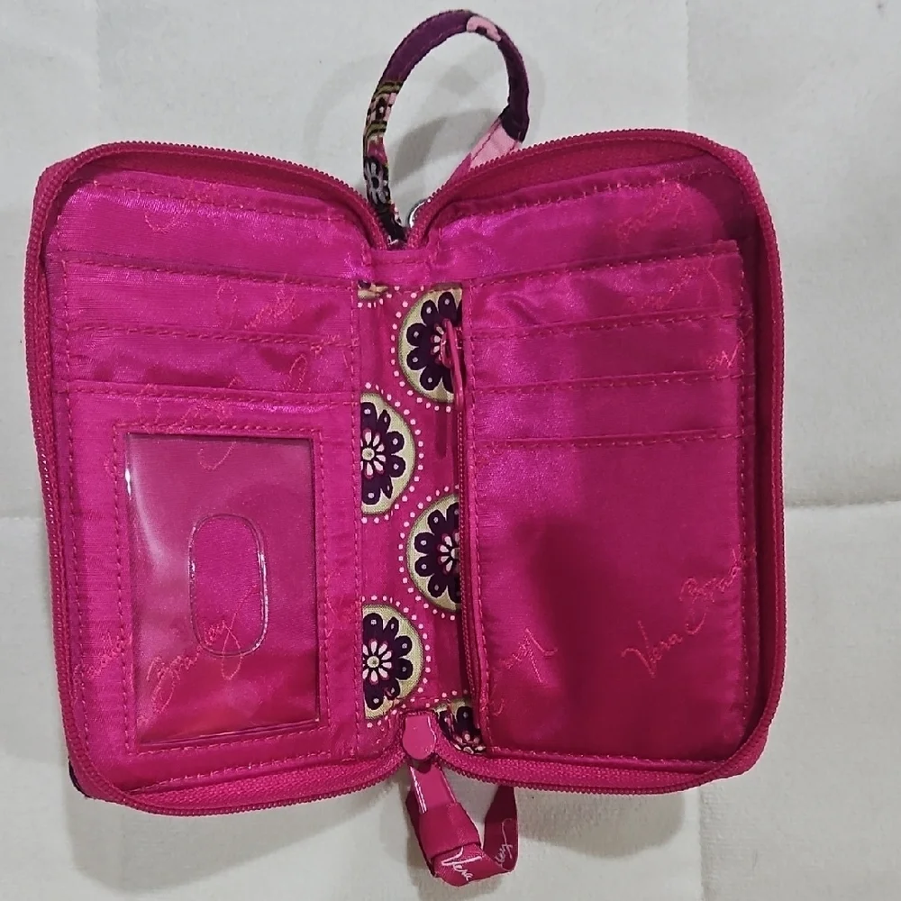 Vera Bradley Floral Pink and Black Wristlet - Picture 3 of 5